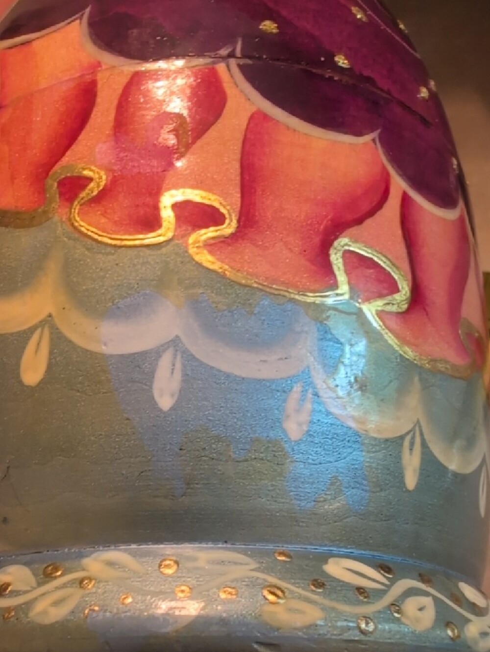 Hand-Painted Russian Nesting Doll - Pink & Purple Winter Scene - Picture 15 of 16